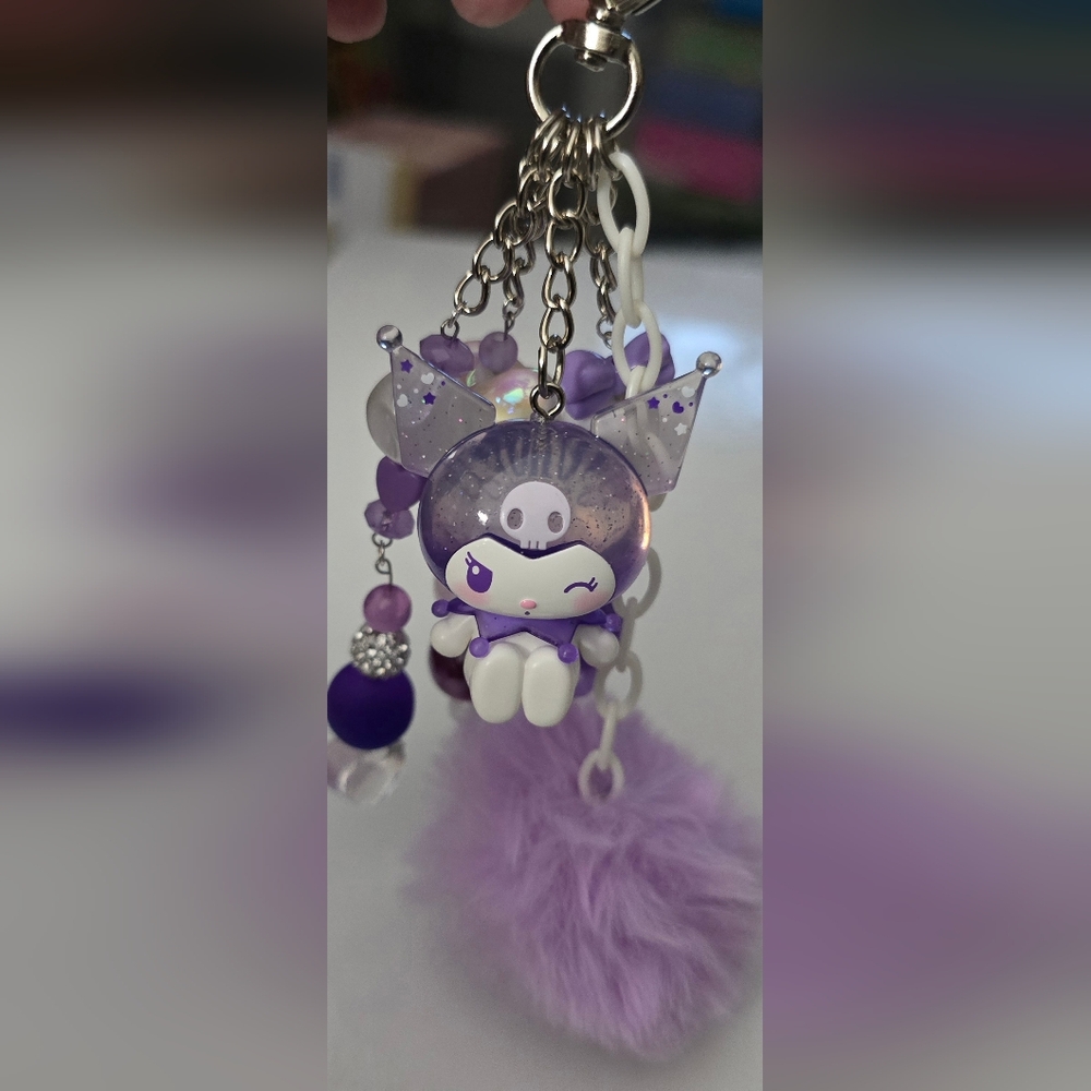 Official Sanrio Kuromi Figure On Handmade Bag Charm/Key Fob